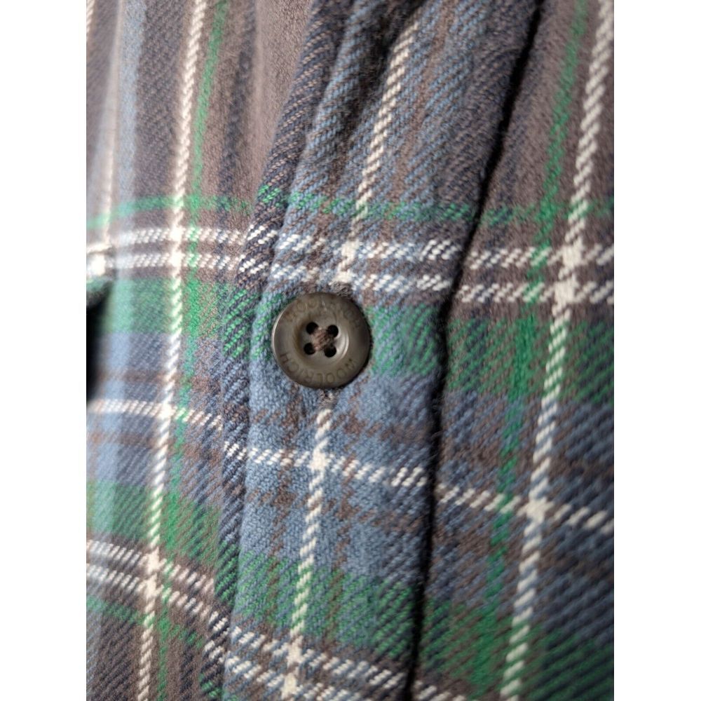 Woolrich Men's Large Heavyweight‎ Flannel Long Sleeve Button Down Blue/ Green - Picture 3 of 8